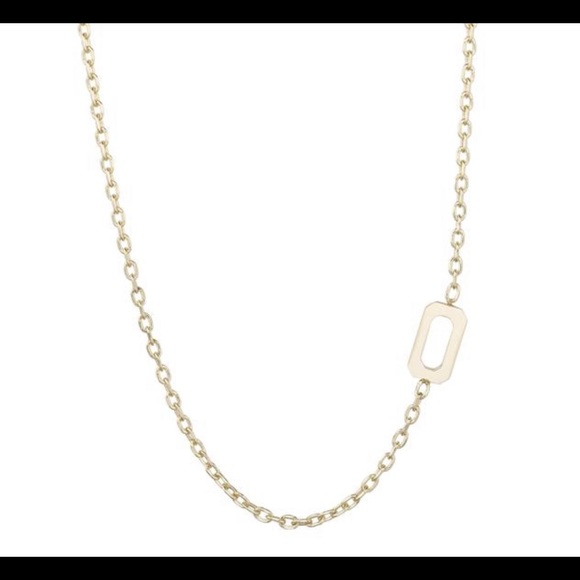 Asymmetrical Gold Initial Necklace - Picture 2 of 4